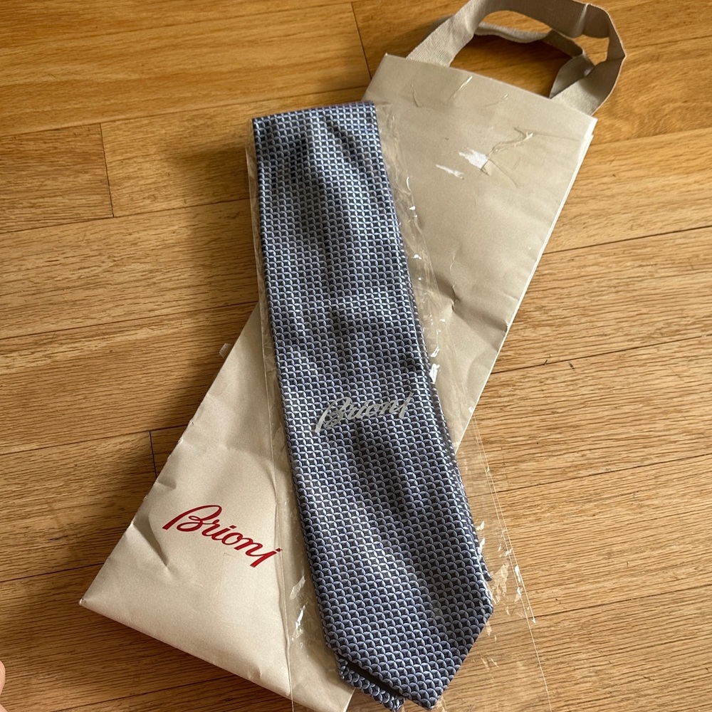 Brioni Blue Textured Silk Tie